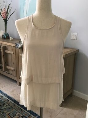 FREE PEOPLE FLOWY chiffon blouse cream beige SIZE XS